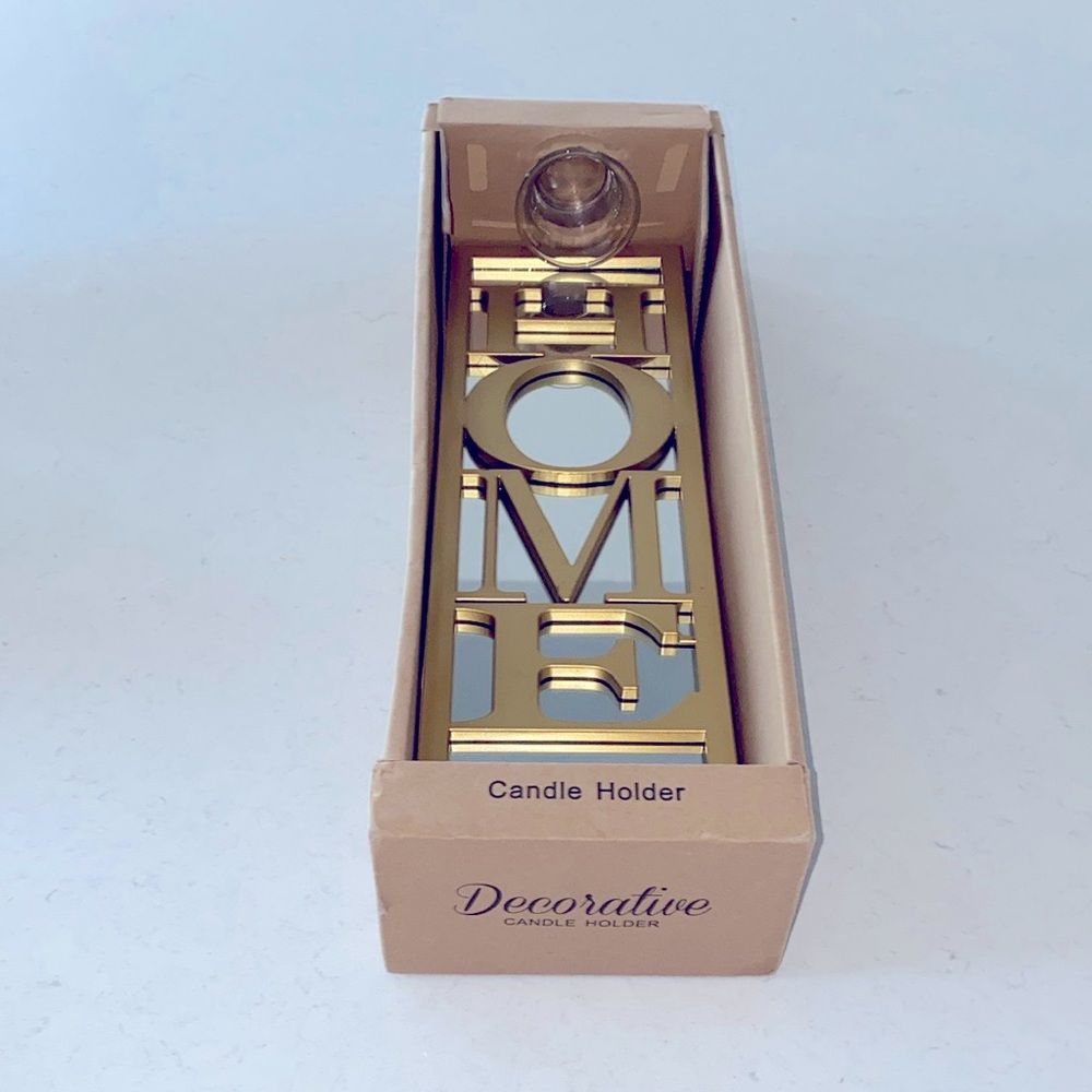 Decorative ,,Home'' Candle Holder Gold Metal Wall Sconce